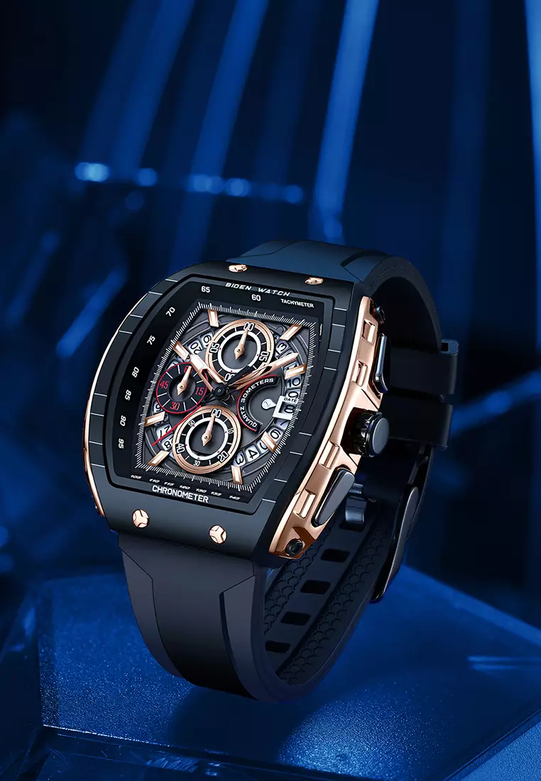 Jam Tangan Pria Olahraga Kalendar Bercahaya Anti Air Tali Silikon Jam Tangan Cowok Original rose black