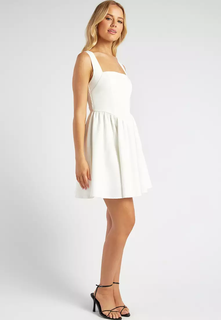 V Waistline Detail Mini Dress