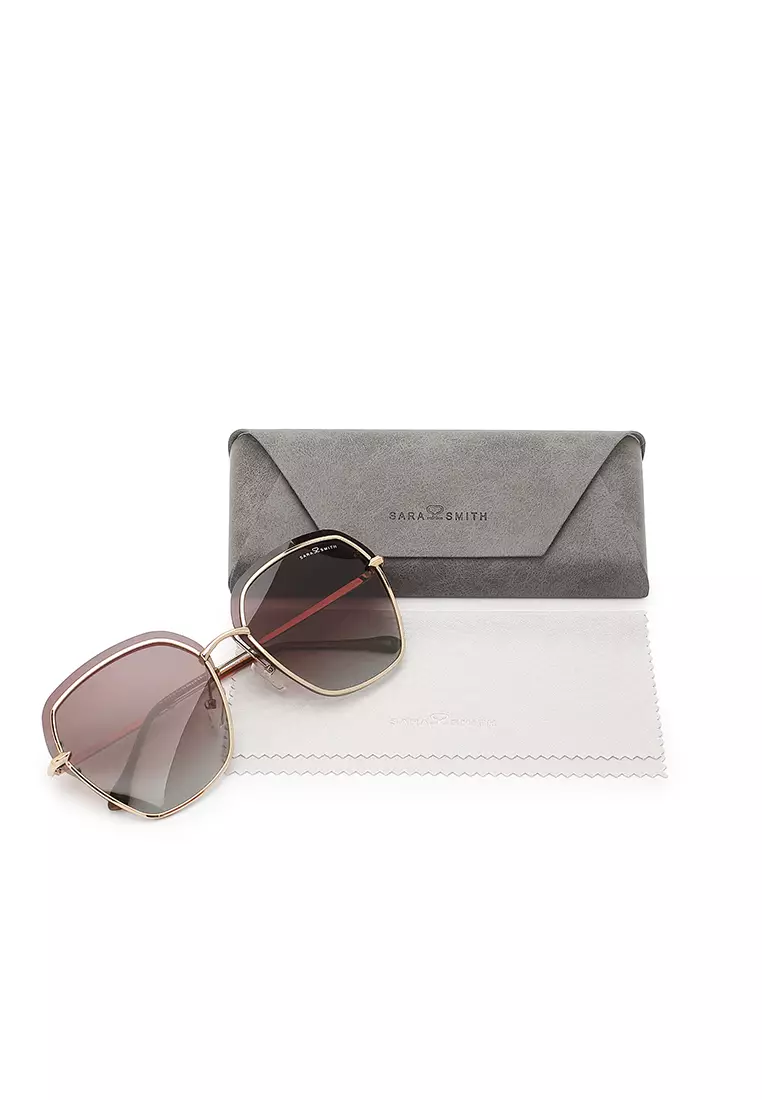 Unisex Polarized Square Sunglasses (Kacamata Hitam) - Emas / Cokelat