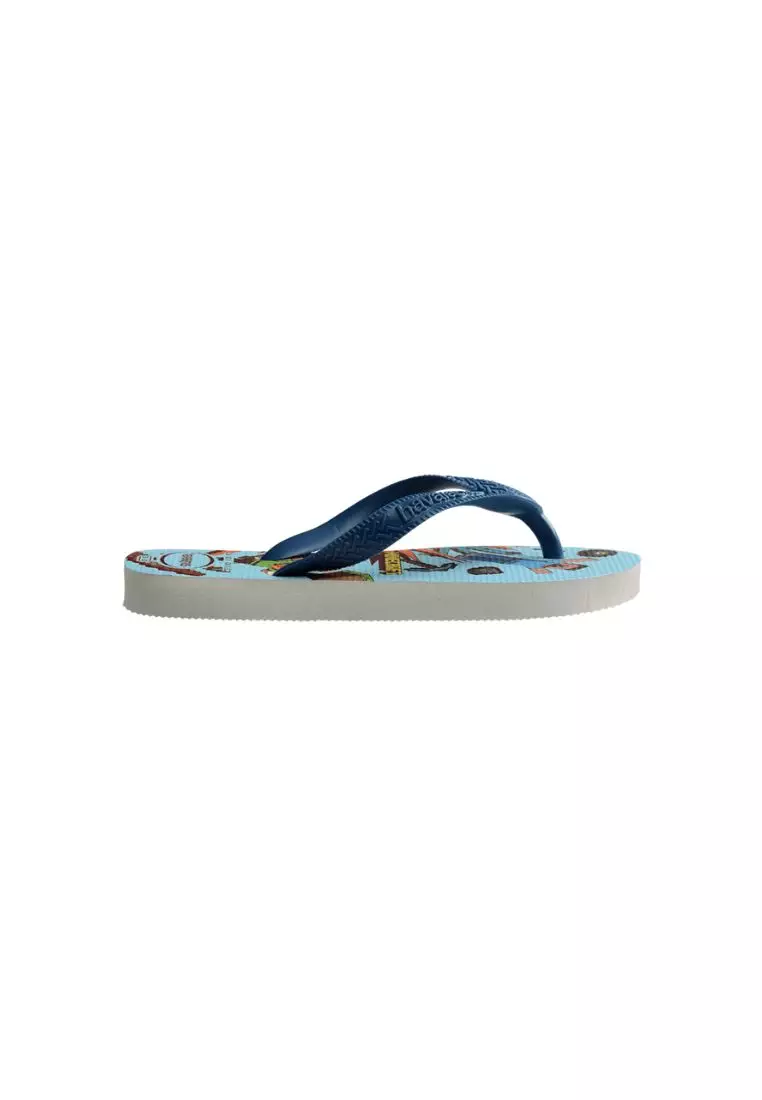 Kids Minecraft Flip Flops - White/ Blue Comfy