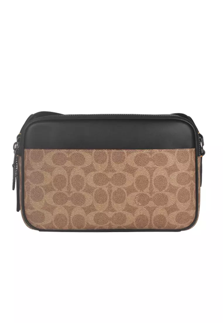 Graham Crossbody Bag In Signature Canvas Tan Black CV921