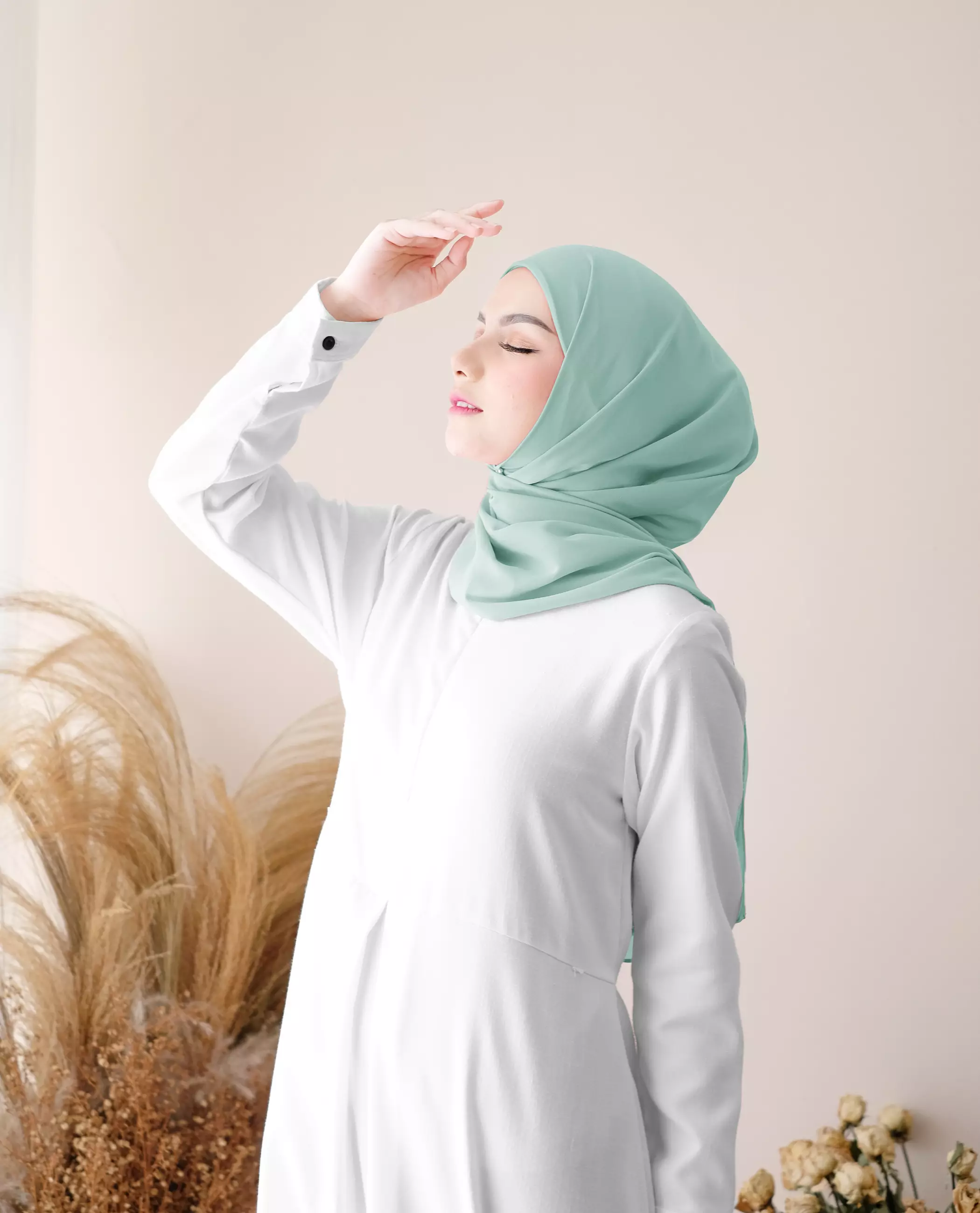 Pashmina Inner Instan 2in1 Ceruty Baby Doll - Soothing Sea