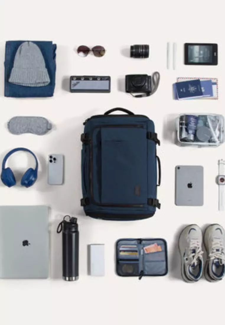 Bagsmart Blast Quick Access Carry On Travel Backpack Extended 38L (Navy Blue)