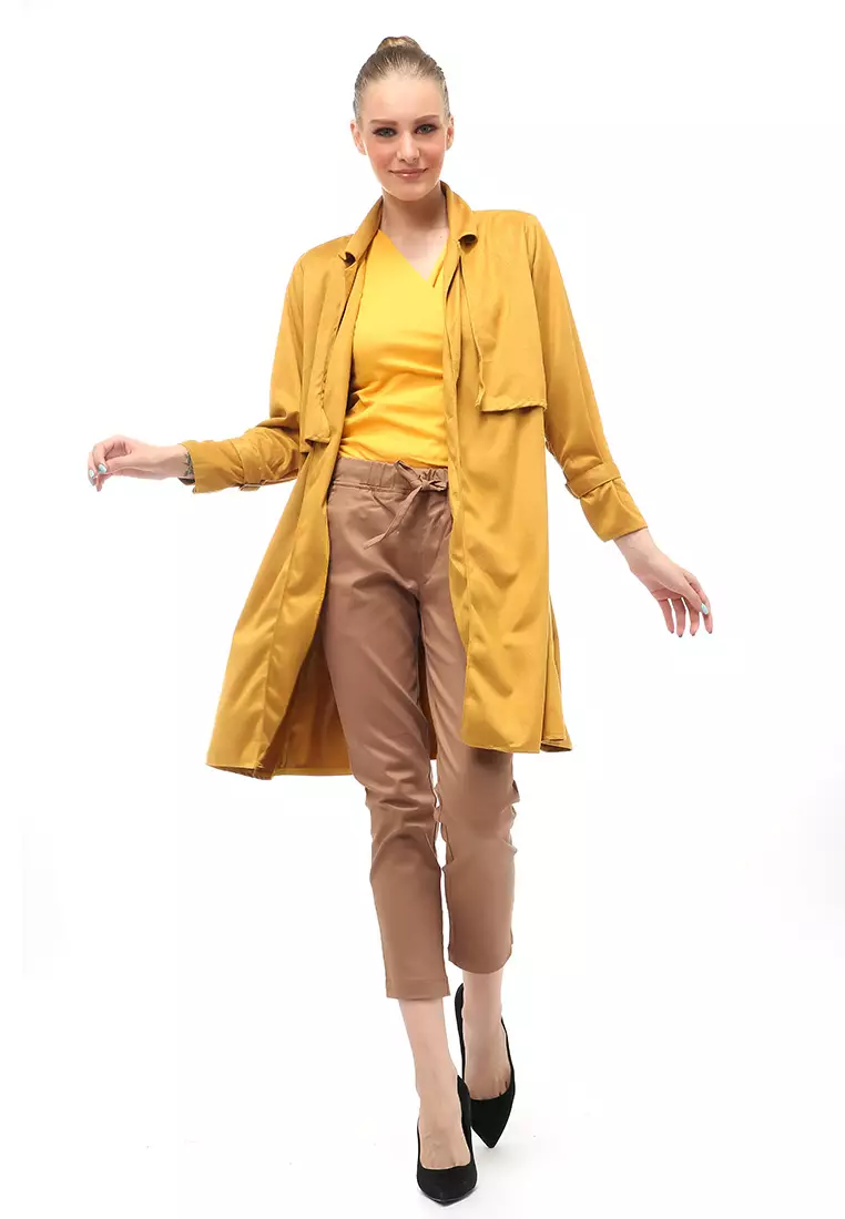 Outerwear Atasan Wanita Detail Kerah Design Casual Simple Premium Quality - Mustard