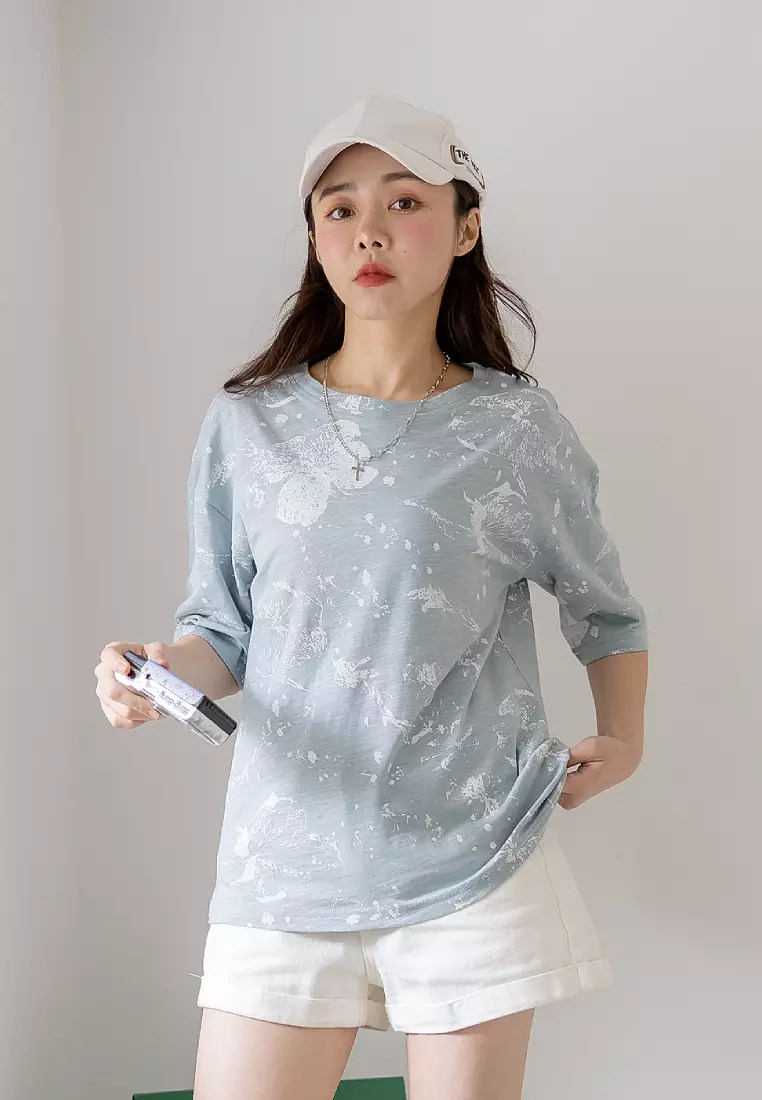 Hand-Painted Floral Cotton Top [AB19463]