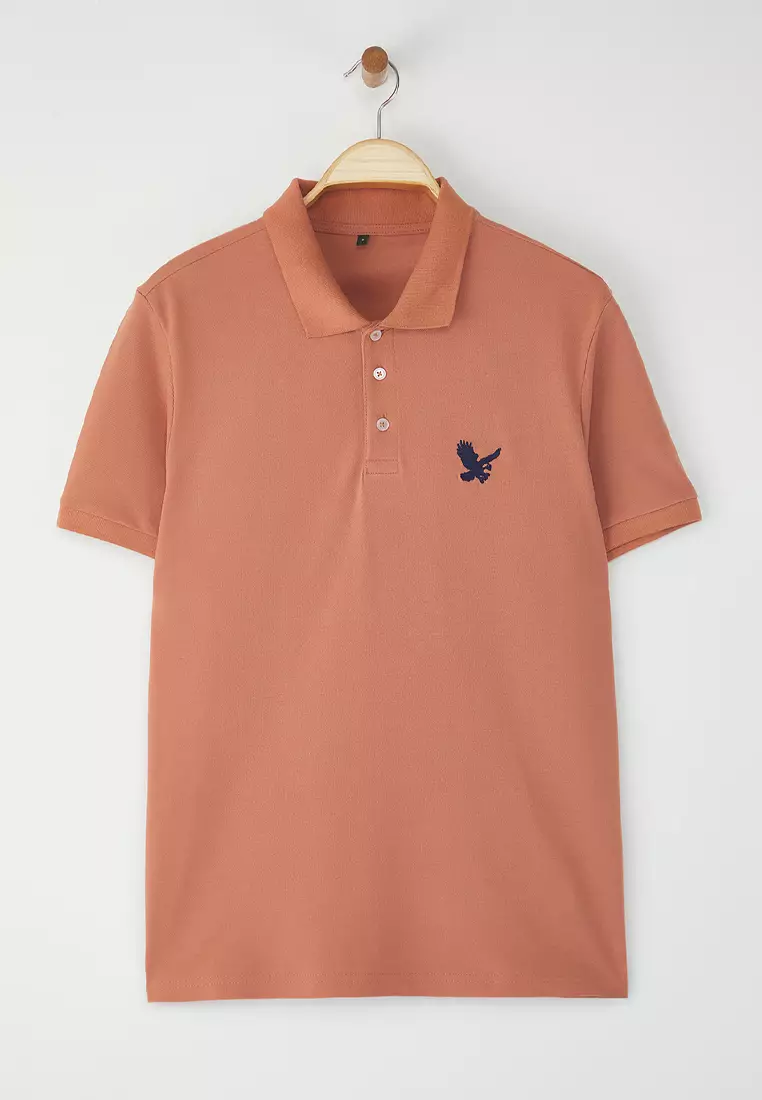 Eagle Embroidery Detailed Polo Neck T-Shirt