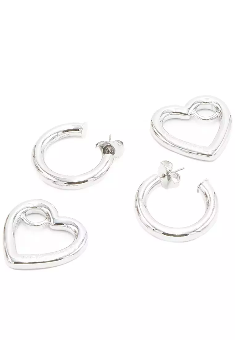 The Charmed Double Heart Hoops Earrings in Silver J202MT4RE22
