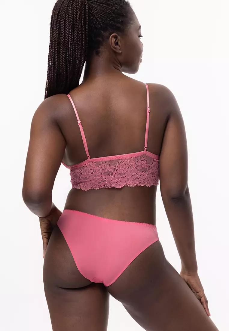 MILO Lace Longlined Bralette Wireless Soft Bra & Brazilian Panty Underwear Set