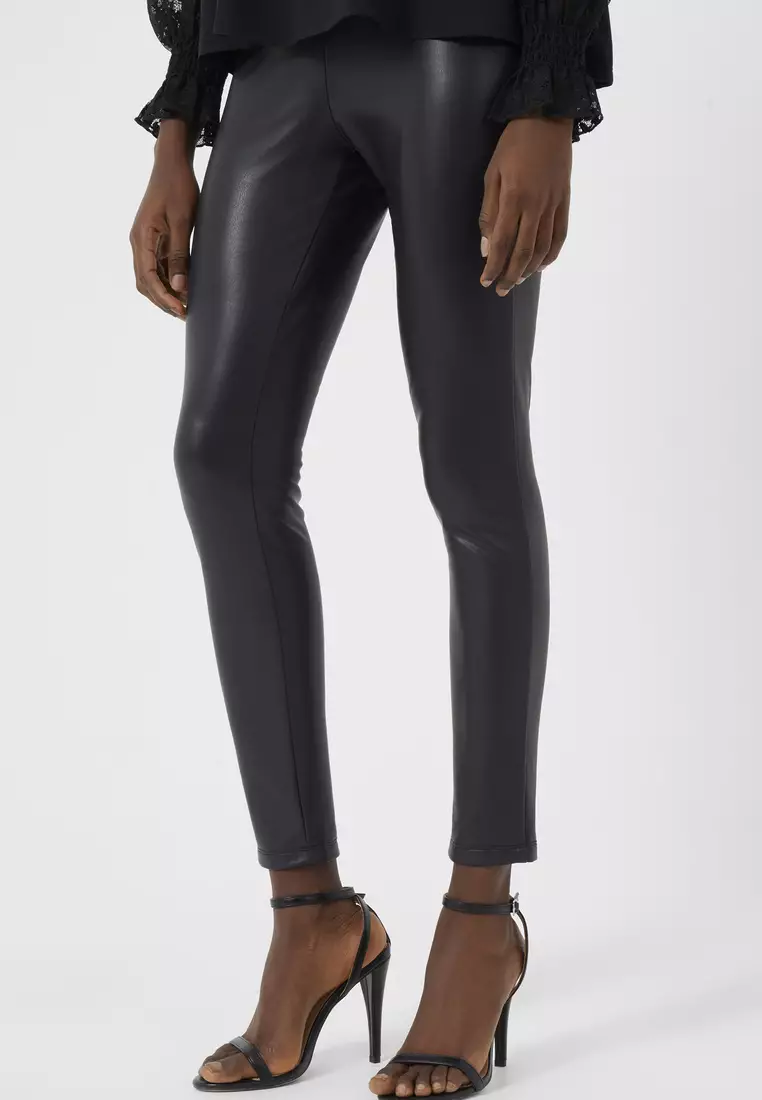 Stone Faux Leather High Waist Skinny Trousers