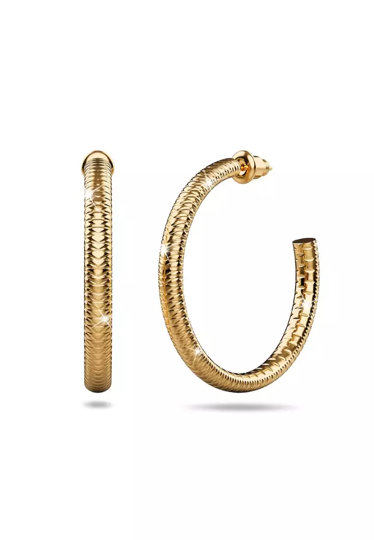 Buy Obsession OBSESSION Daniela Engraved Hoop Earrings In Yellow
