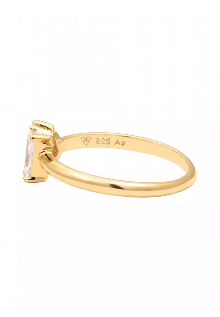 Cincin Perhiasan Perak 925 Wanita Drop Zirconia Gold Plated