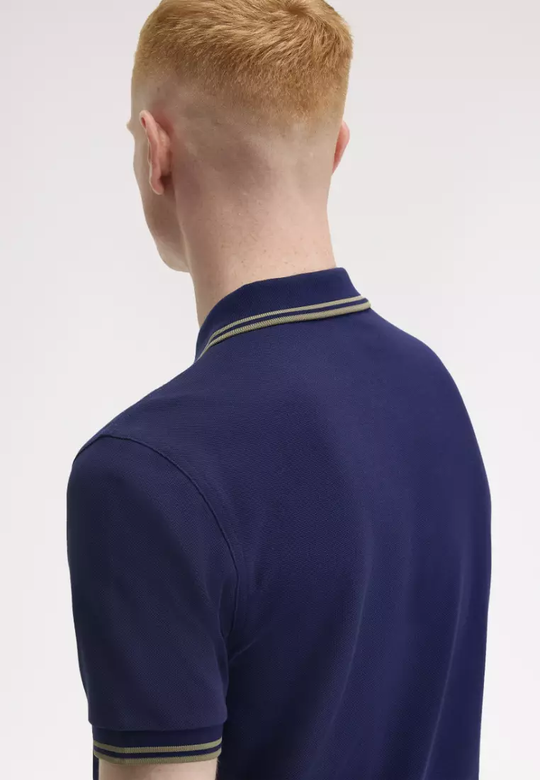 Fred Perry M3600 Twin Tipped Fred Perry Shirt (French Navy / Olive Mint / Olive Mint)