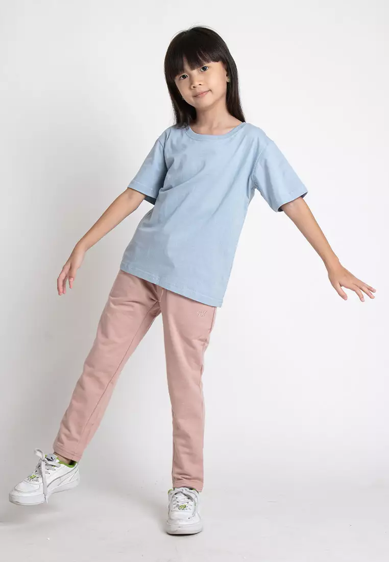 Forest Kids Unisex 100% Cotton Short Sleeve Plain Tee Boy Girl T Shirt Kids - FK2052 - 36DkGreyBlue