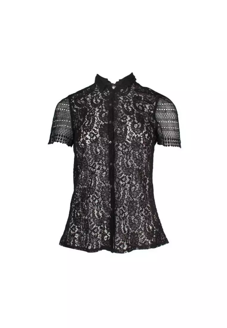 Buy La Perla Pre-Loved LA PERLA Black Lace See Through Short Sleeve Shirt  Online