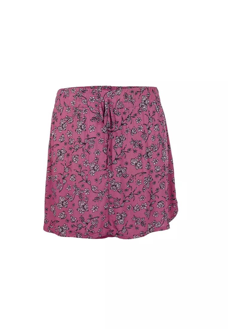 Skort Serut Dicetak dalam Warna Pink