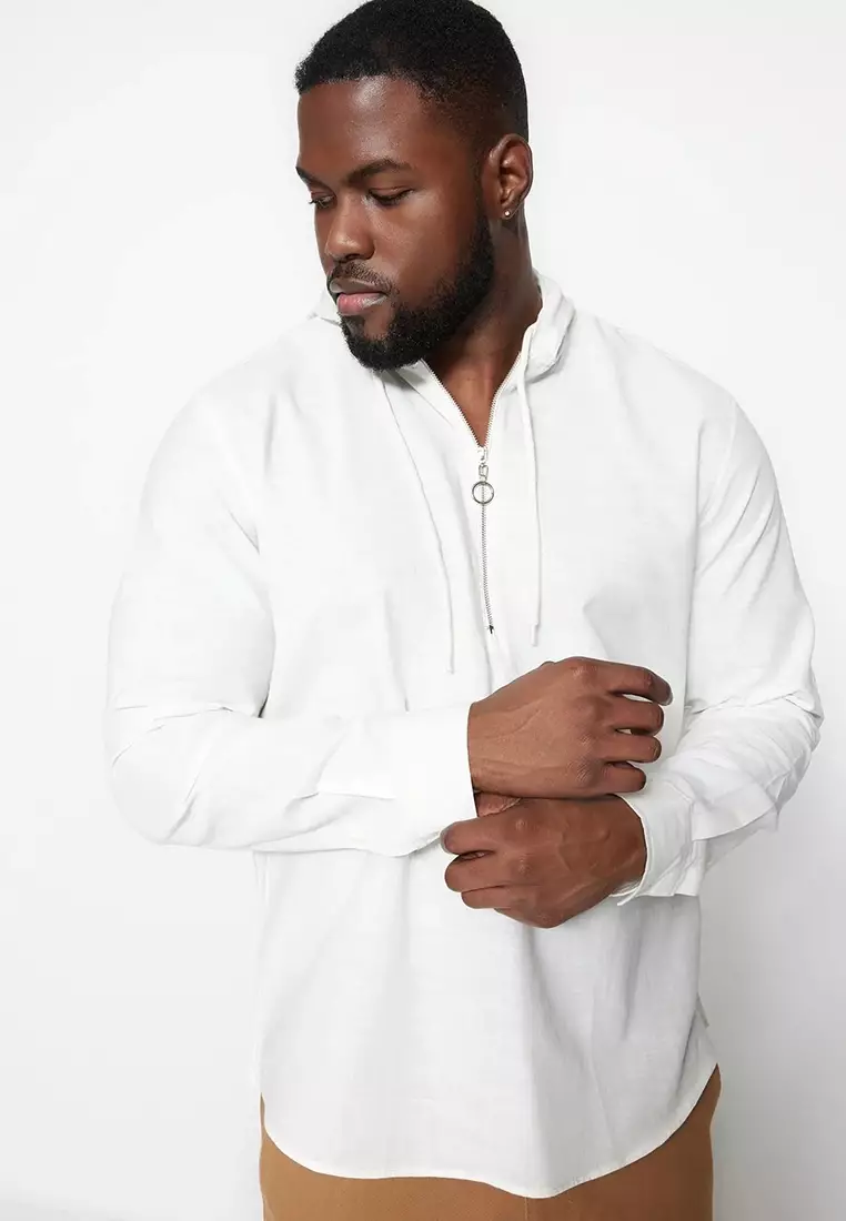 Zipper Hooded Shirt