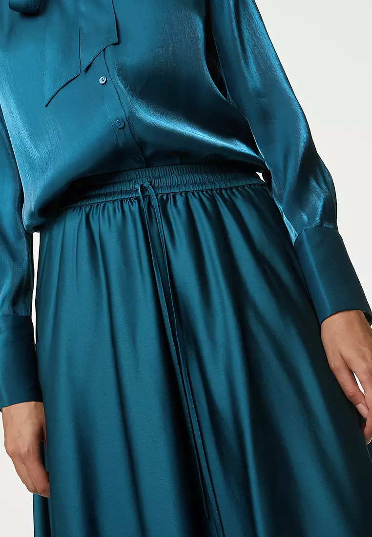 Midi Satin A Line Skirt