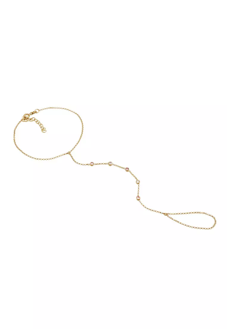 Gelang Perhiasan Perak 925 Wanita Hand Chain Accessory Sparkling Rose Gold Plated Embellished with Crystal by Swarovski®