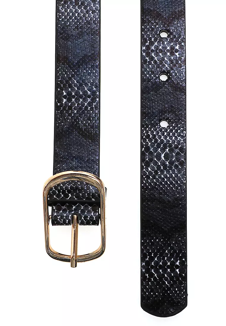 Fern Belt Gesper Ikat Pinggang Wanita Motif Vintage Comfortable Material Kulit Leather ORIGINAL - Black White