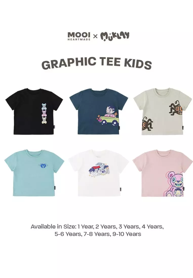 Mooi X Muklay Kaos Anak Unisex Graphic Tee Kids - Dusty Blue