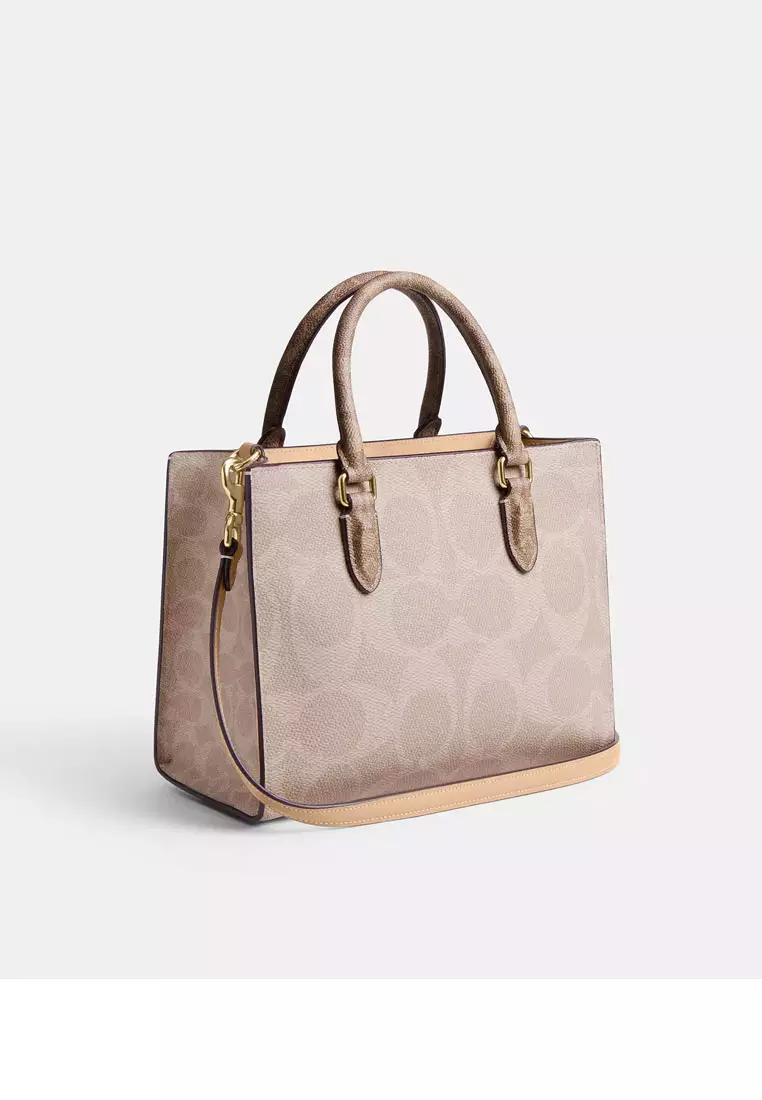 Maggie Small Tote Bag In Blocked Signature Canvas