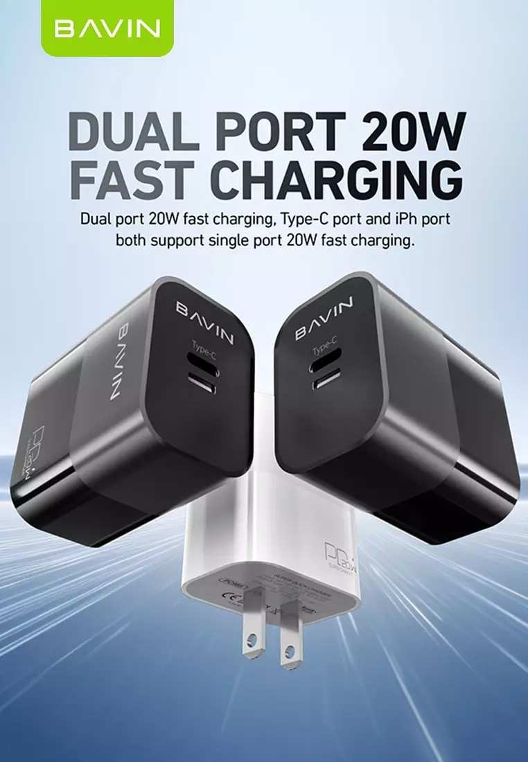 Buy BAVIN PC985 20W PD Fast Charging Adapter w/ Dual Port Type-C