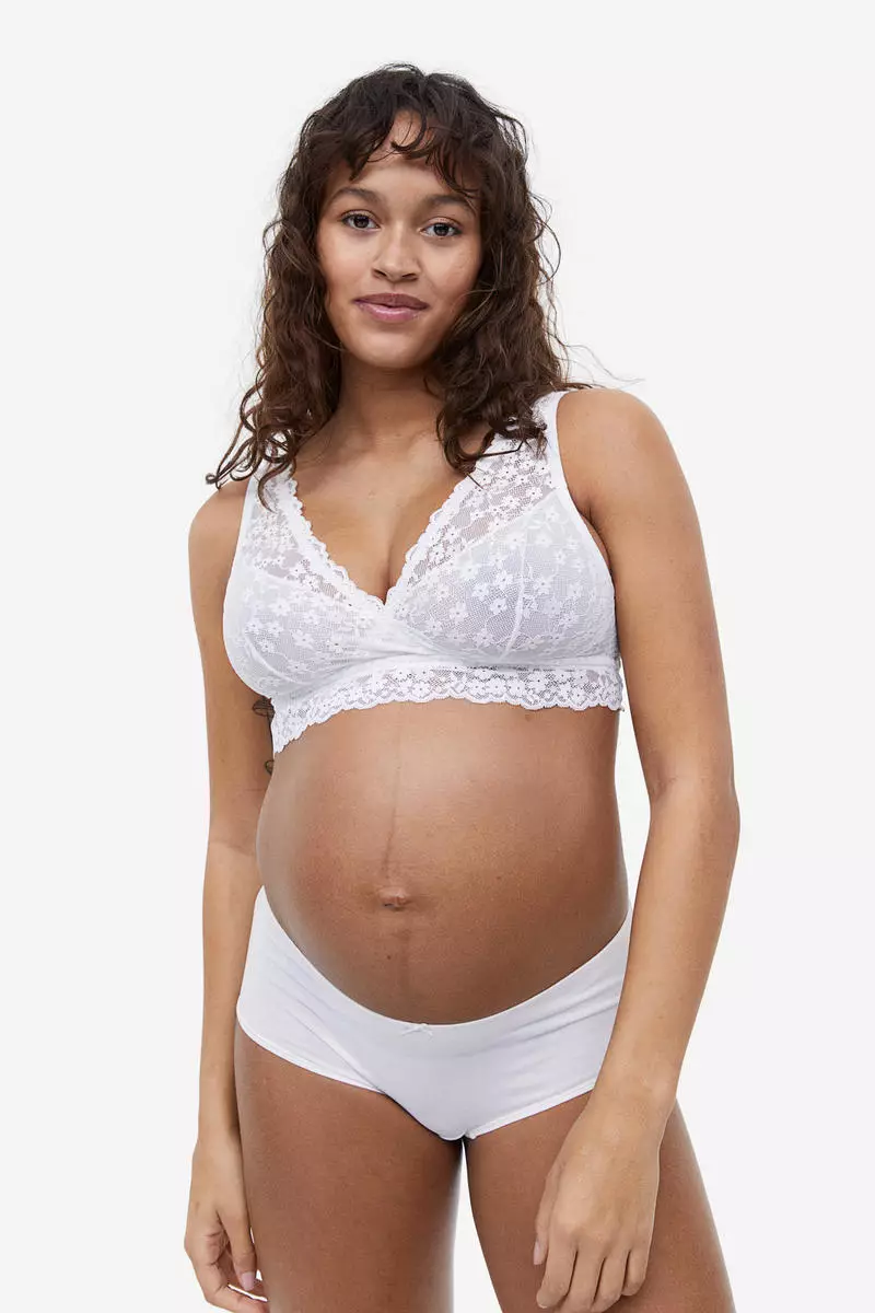 Buy H&M MAMA 2-pack lace nursing bras in White Light 2024 Online