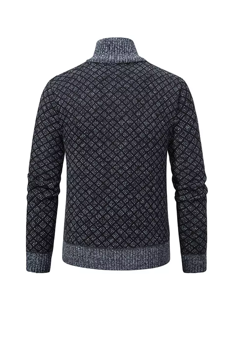 VANSA Fashionable Plaid Knitted Jacket VCM-Kw-228-6967