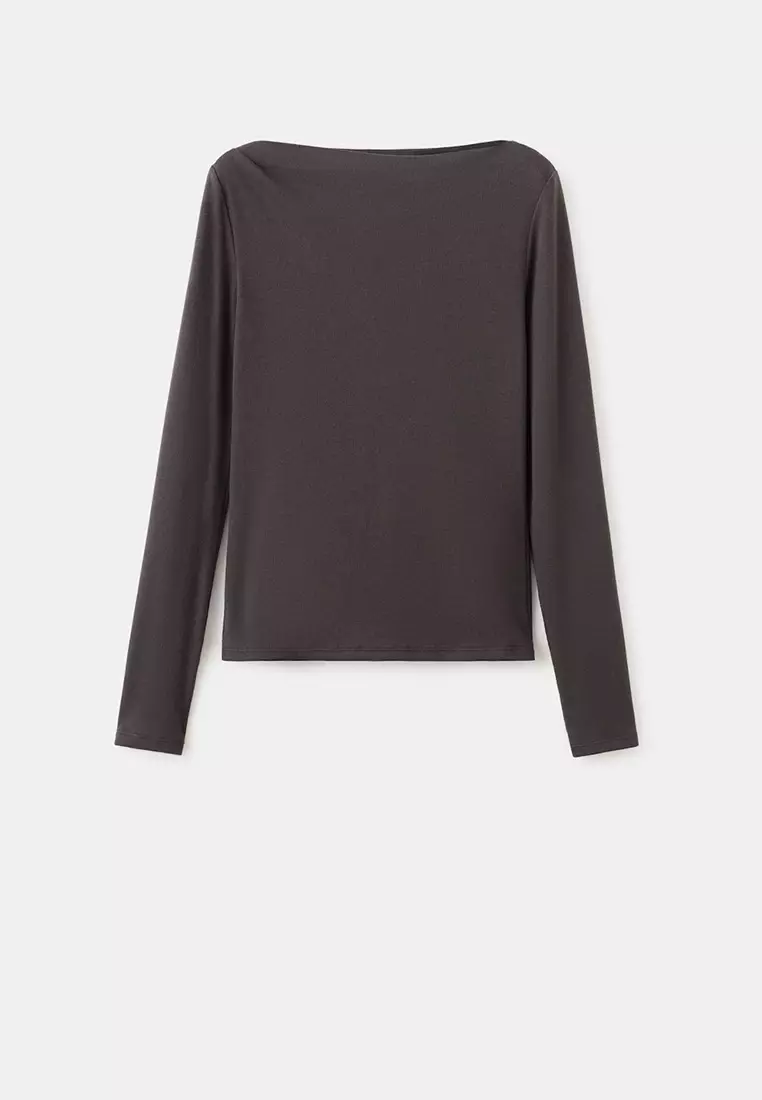 Long-Sleeved Boat-Neck T-Shirt