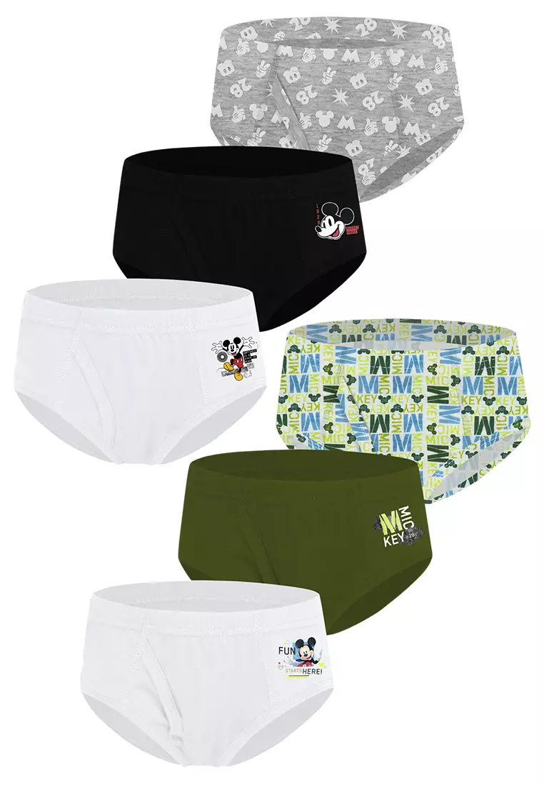 Buy Disney Mickey Mouse 6in1 Pack Bikini Briefs Boys Kids Underwear 2024  Online