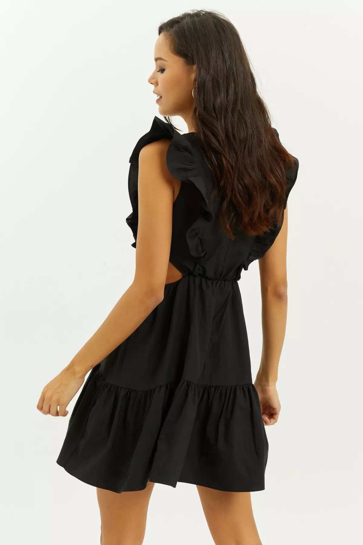 Waist Low-Rise Flounce Mini Dress
