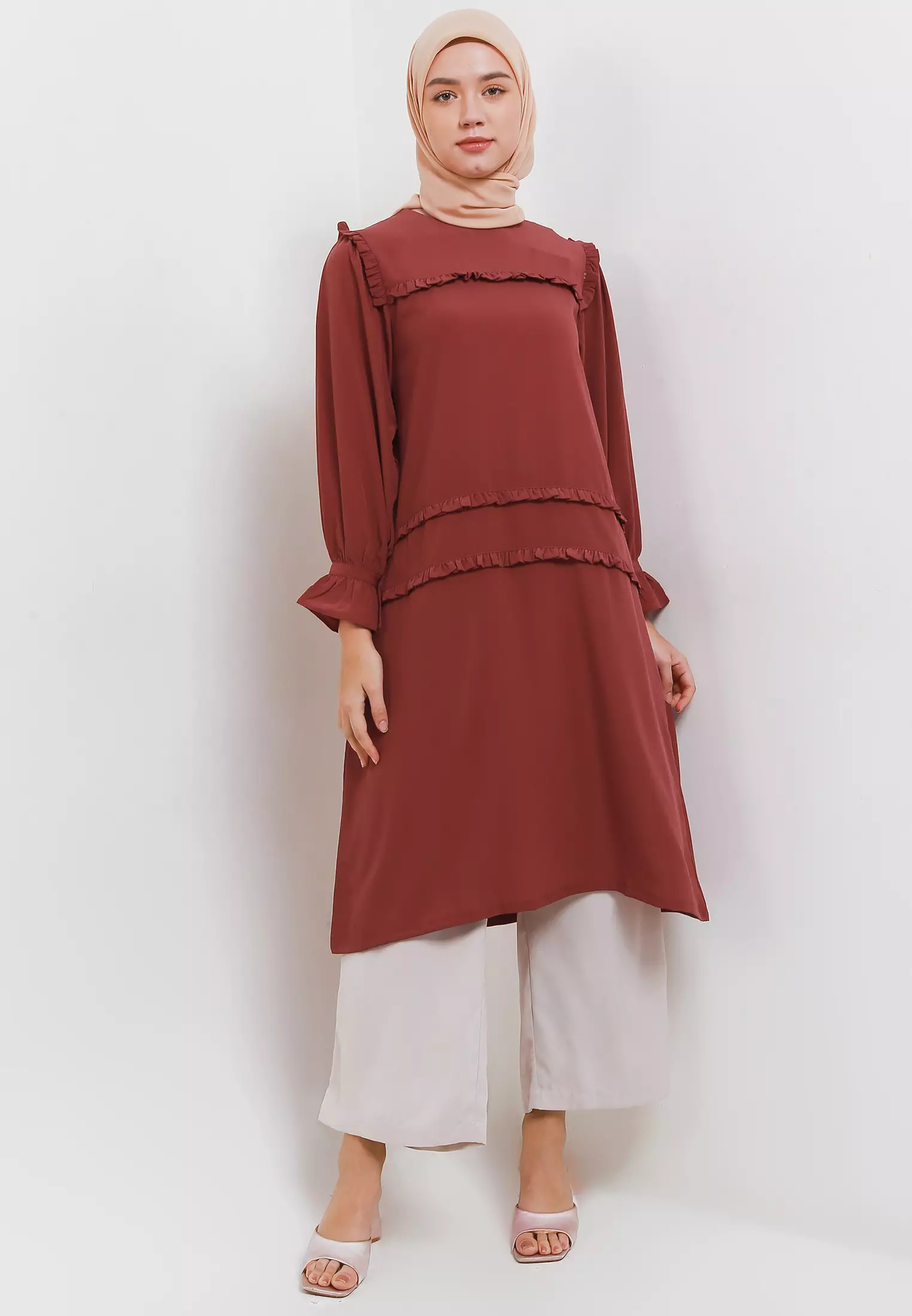 MFMW Hikade Midi Dress Gamis Merah Bata