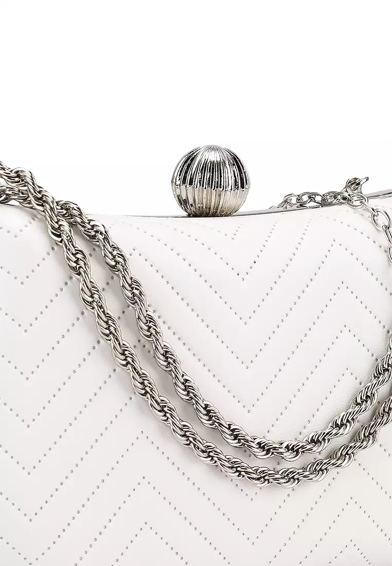 Quiz white hot sale clutch bag