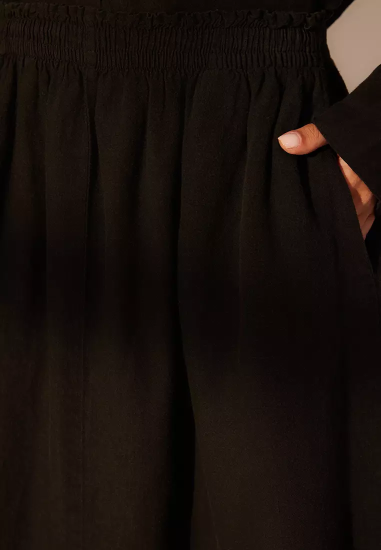 Linen Elastic Midi Skirt