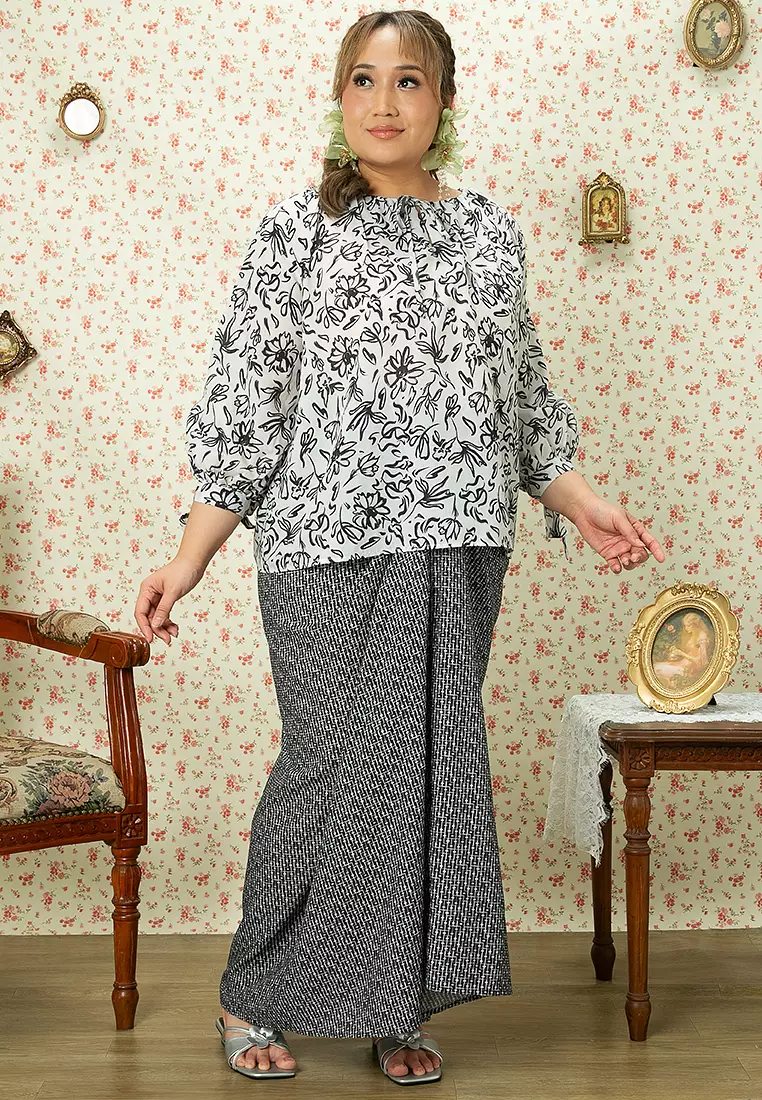 AAMILY PLUS SIZE PRINTED TOP WITH PAREO SKIRT SET