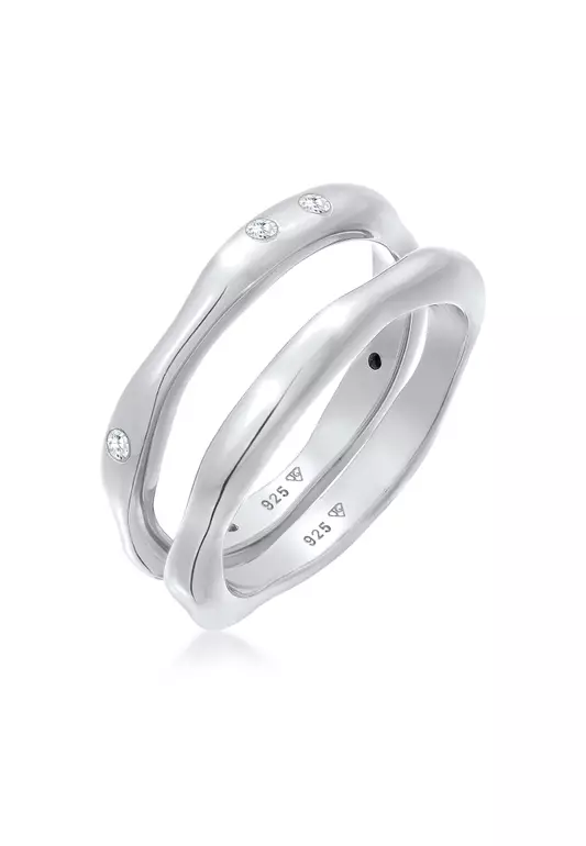 Ring Band Set Of 2 Basic Zirconia Crystals