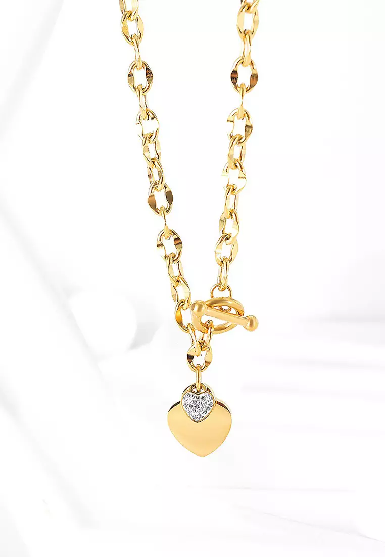 BULLION GOLD Diamond cut Belcher Chain T-lock Toggle Necklace in Gold Layered Steel Jewellery