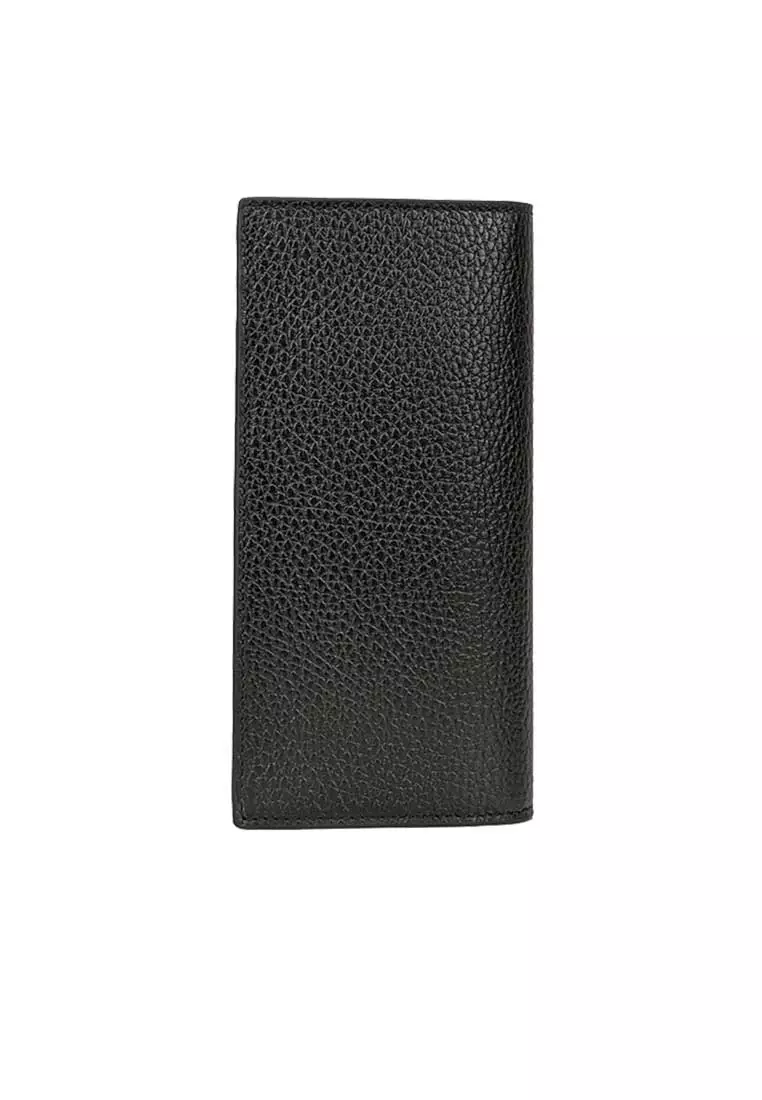 Men's Leather Long Bifold Wallet With Interlock GG Logo Black 610467