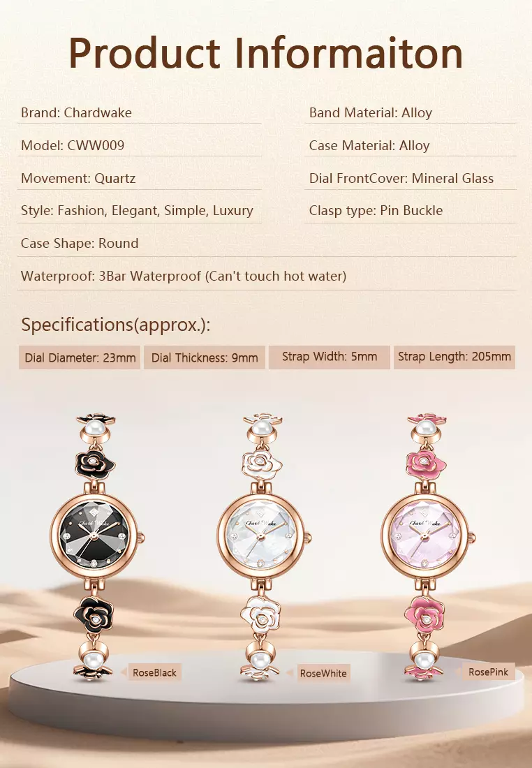 Jam Tangan Wanita Original Anti Air Tali Gelang Bunga-Bunga Korea Fashionn Jam Tangan Cewek black