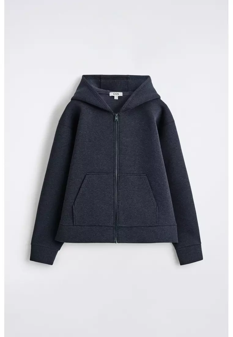 OVERSIZED SCUBA-JERSEY ZIP-UP HOODIE