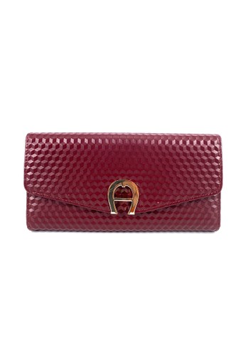 Jual Aigner Aigner Genoveva Wallet In Embossed Leather Maroon Original Zalora Indonesia