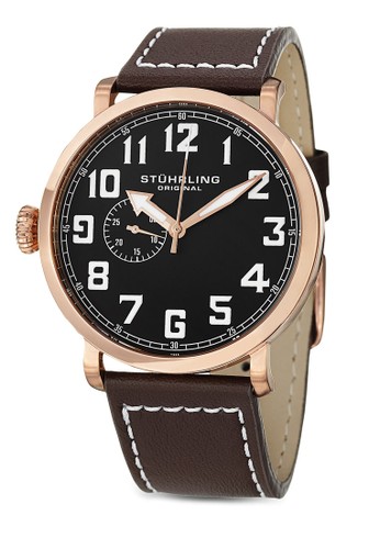 Mesprit台灣outletonterey L 數字顯示牛皮手錶, 錶類, 皮革錶帶