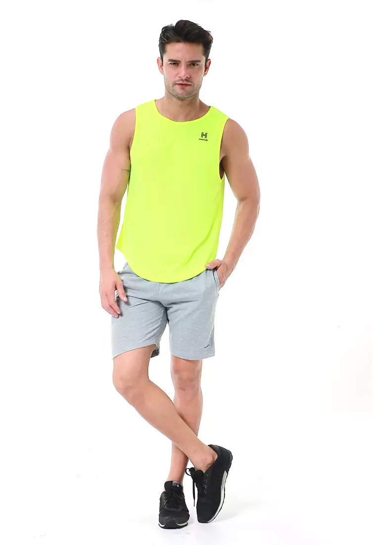 Bobby Atasan Kasual Pria Singlet Gym Motif Polos Sleeveless Sports Shirt Material Polyester Fiber ORIGINAL - Green