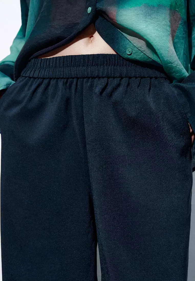 Elastic Waist Wide-Leg Pants