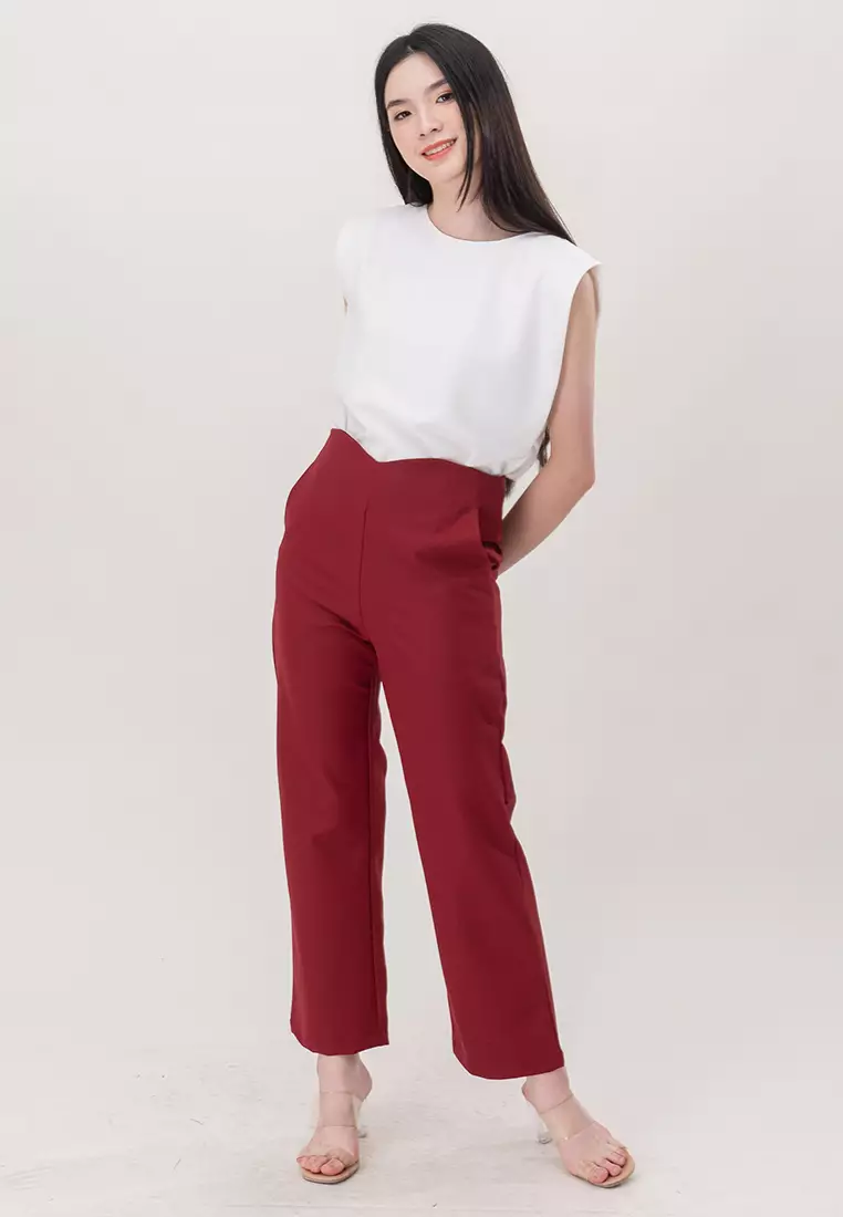 Wide-Leg Straight Cut Long Pants