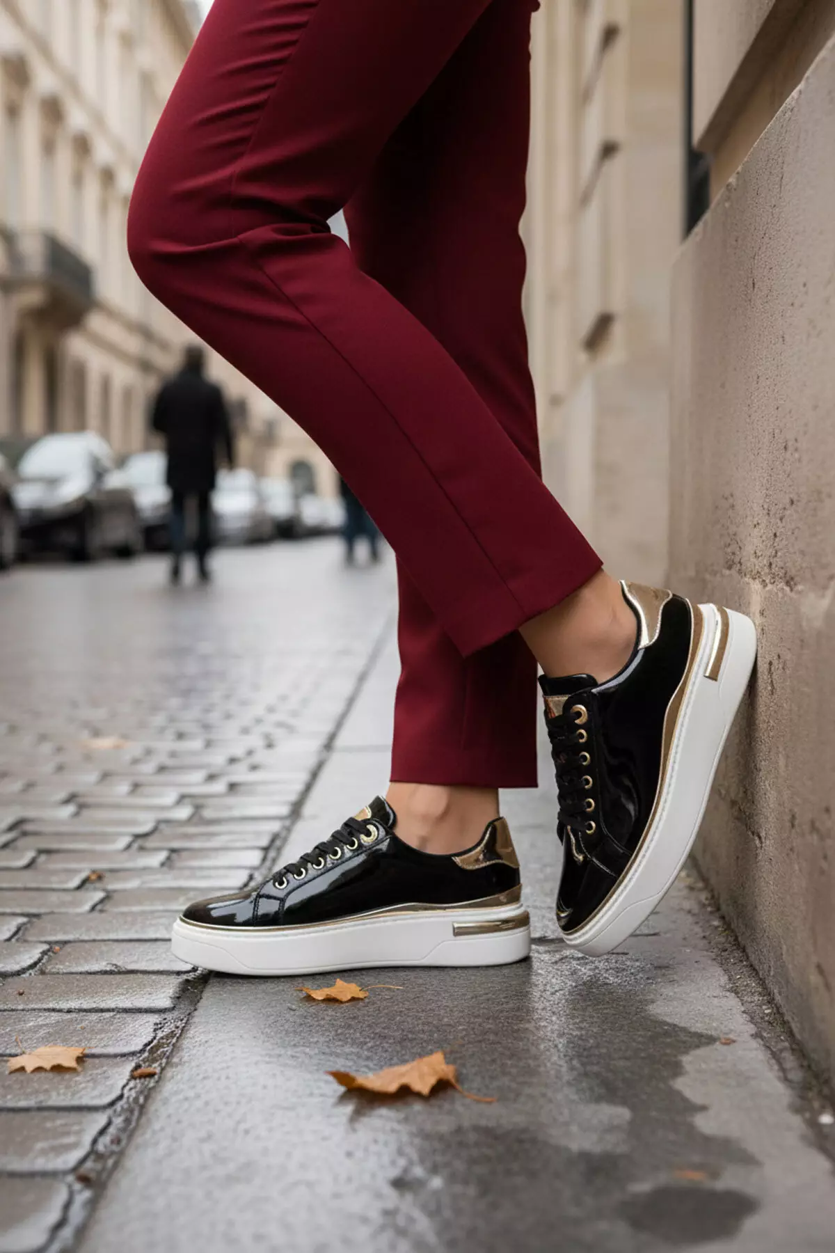 Black Patent Leather Women'S Sneaker 20810