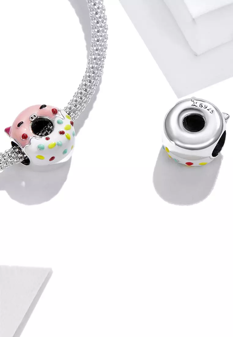 Solid 925 Sterling Silver Friendly Guinea Pig Cake Pandora Inspired Charm