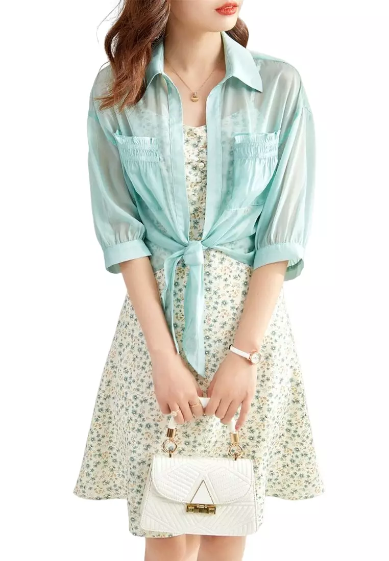 Buy ONX.HK Light Jacket + Floral Suspender Dress Two-Piece Set