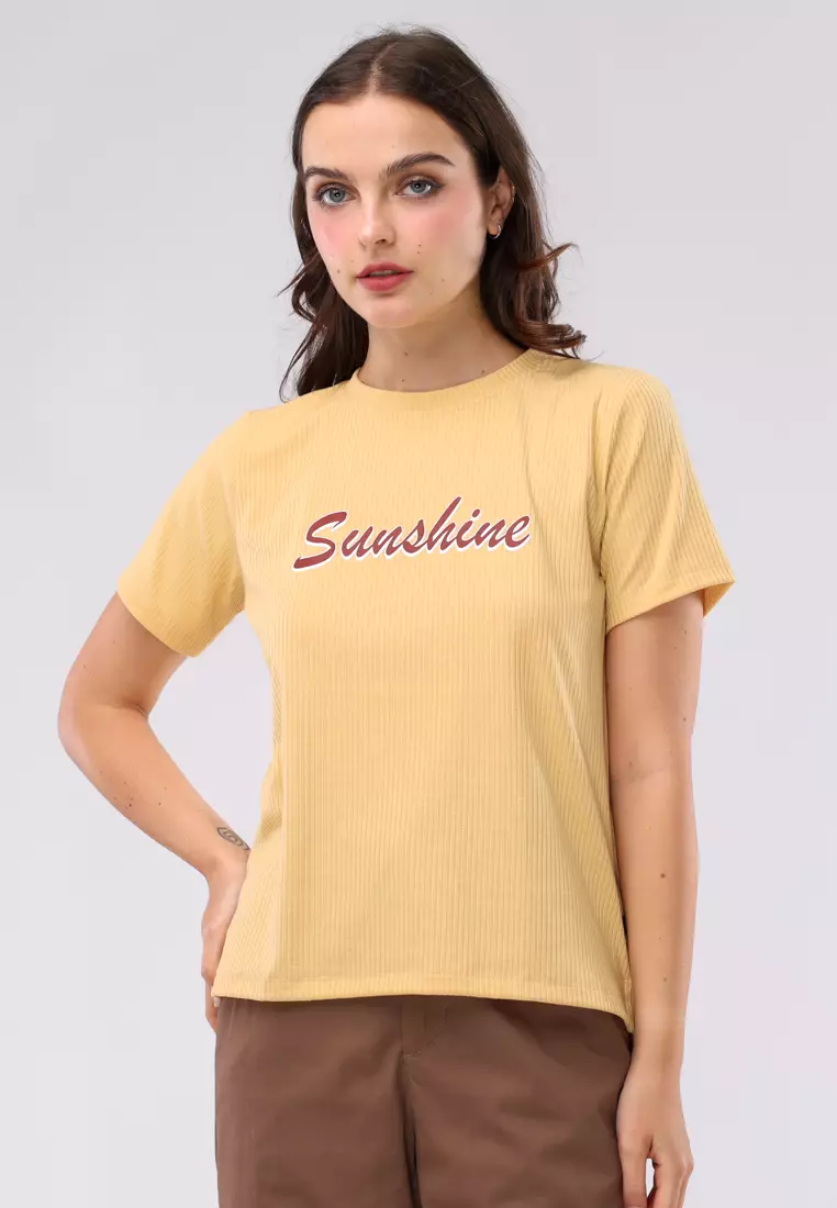 Special Ribbing Plain Knits Short Sleeves Blouse