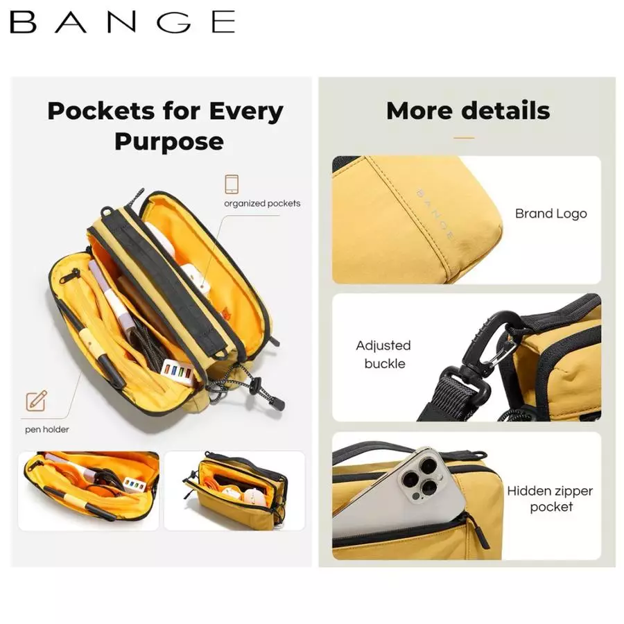 BANGE BG8089 Tas Selempang Pria Crossbody Sling Chest Waist Bag Ringan Cowok - YELLOW